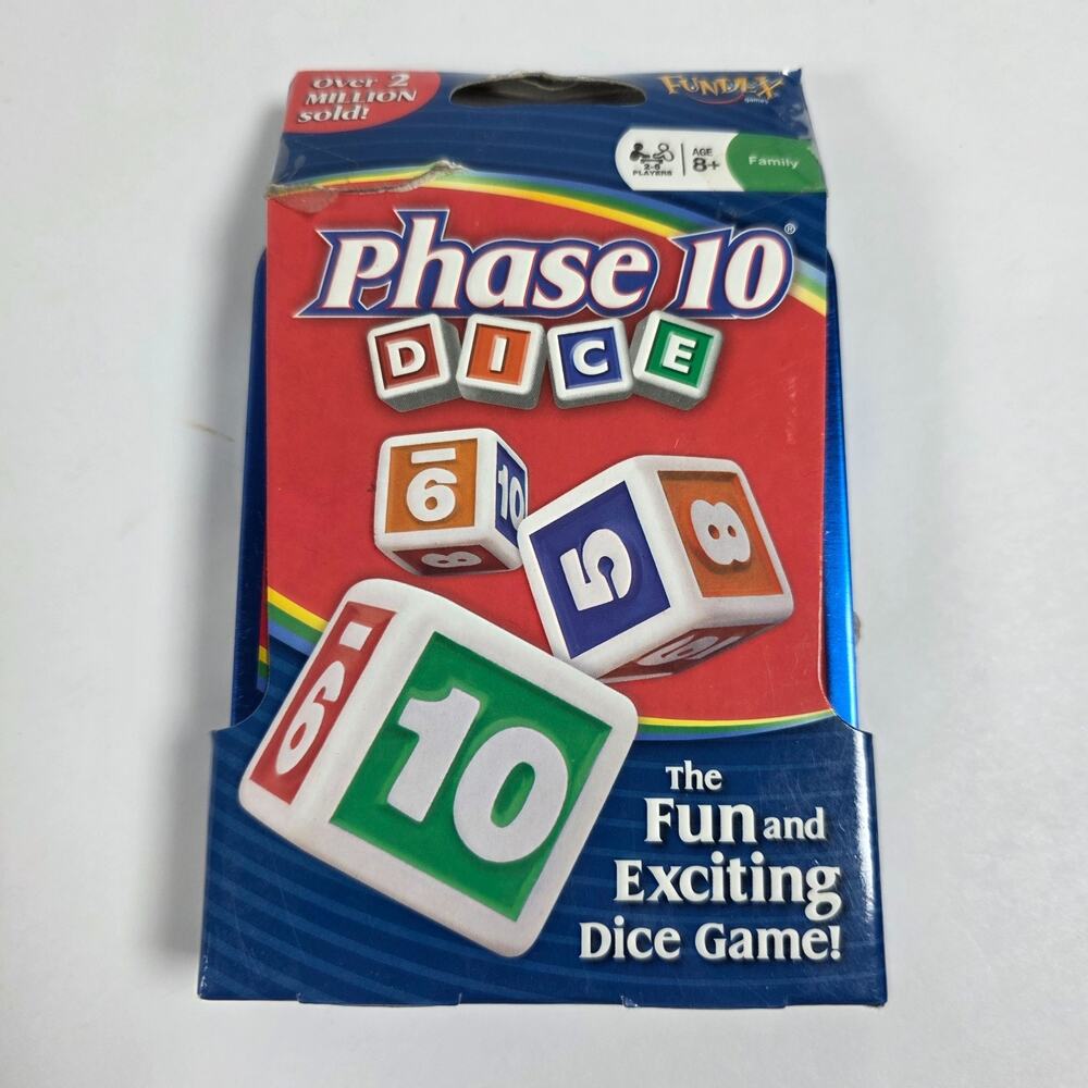 Phase 10 Dice Game Tin Complete 2008 Fundex With Score Pad Instructions